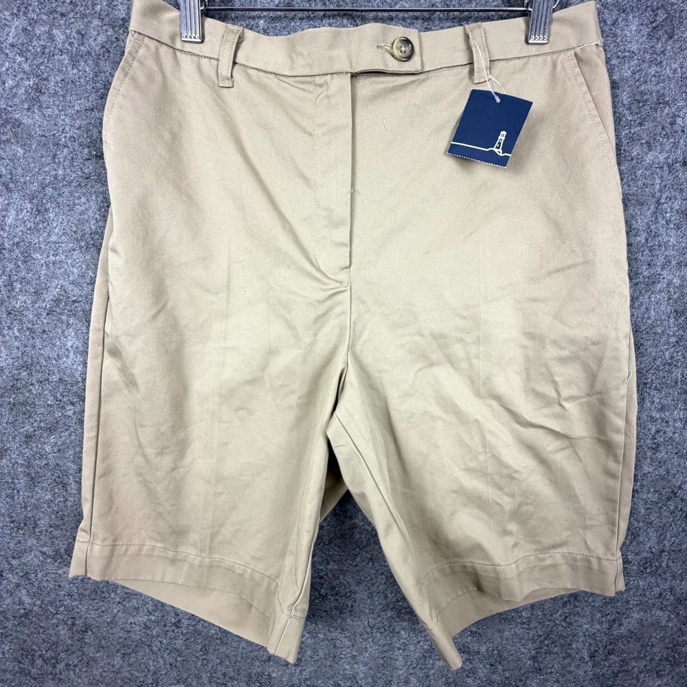 Lands' End WR Fit 3 Bermuda Shorts Womens Size 12 Khaki Slash Pocket Classic Fit